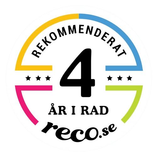 Reco logga, rekommenderat företag 4 år i rad